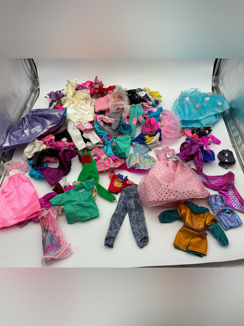 Vintage Barbie Ken & Barbie 11in Doll Clothing Lot Multicolor Dresses Pants